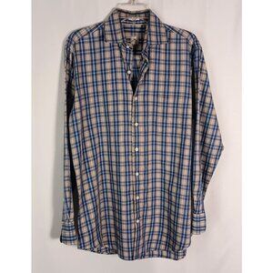 Peter Millar Blue Plaid Long Sleeve Dress Shirt Men’s Size M Cotton